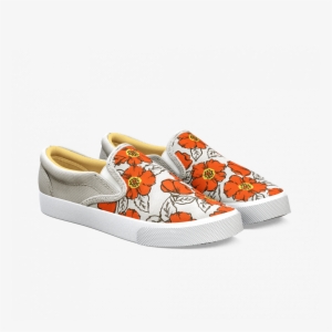This Canvas Slip-on Featuring Loose Watercolor Painted - Sketchy Poppies