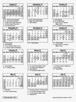 Calendar 2014-2015 - Number