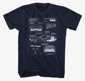 Delorean Schematic Back To The Future Navy T-shirt - Back To The Future Notebook - Flux Capacitor -