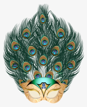 Various Items Made From Feather And Feather Clip Art - Mardi Gras Peacock Mask