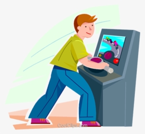 Boy Playing A Video Game Royalty Free Vector Clip Art - Kids Playing Video Games Clipart Png