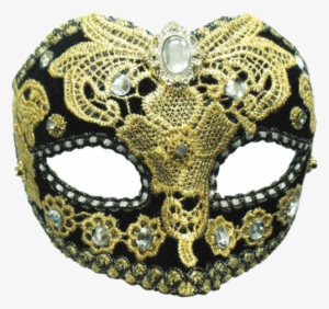 The Gallery For > Gold Masquerade Mask Png - Black Gold Thick Lace Mask - Fancy Dress