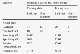 Performance Statistics Of The Probit Model