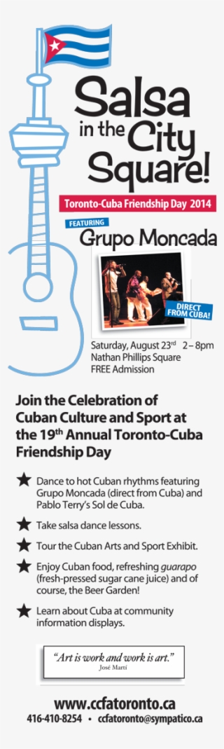 19th Annual Cuba Friendship Day Toronto Saturday, August