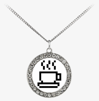 Coffee Lovers Pixel Art Stone Coin Necklace