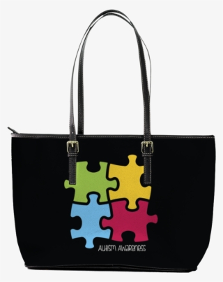 Autism Awareness 4-piece Puzzle Leather Tote Bag