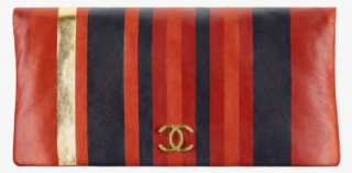 chanel red/navy/gold striped calfskin greek clutches
