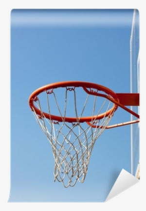 Basketball Hoop Against Blue Skies With Backboard Wall - Netball Ball