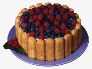 Charlotte Cake With Raspberries And Blueberries Png - Charlotte Cake Png