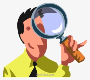 Man Looking Through A Magnifying Glass - Looking Through Magnifying Glass Png