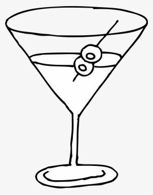 Martini Glass Line Art Free Clip Art - Martini Clipart Black And White