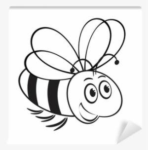 Monochrome Illustration Of Cute Bee Wall Mural • Pixers® - Bee