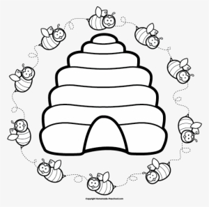 Svg Black And White Download Free Clipart Bees - Black And White Beehive Clipart