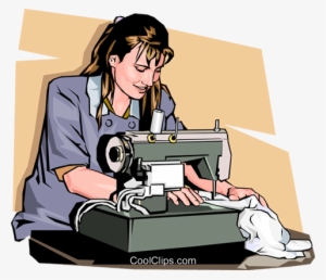 Woman With A Sewing Machine Royalty Free Vector Clip - Health And Safety Sewing