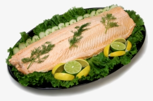 Poached Salmon Platter 1412721159 Png - Poached Salmon Platter