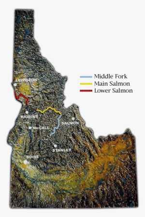 Map Of Idaho With The Seperate Portions Of The Salmon - Outcrop