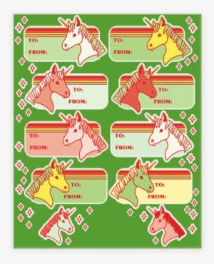 Unicorn Christmas Gift Tag Sticker/decal Sheet - Christmas Day