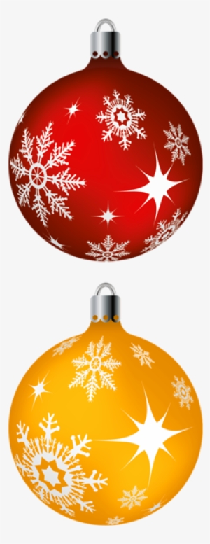 Red And Yellow Christmas Balls Png Clipart Picture - Boule De Noël Rouge