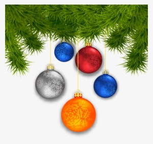 0, - Christmas Balls On Branch Png