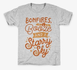 bonfires booze and a starry sky kids t-shirt - love and a dog t-shirt: funny t-shirt from lookhuman.