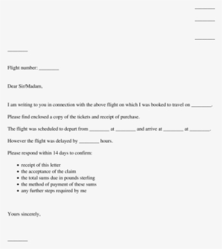 Flight Compensation Letter Template Letter To Claim