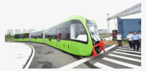 Image Of World's First Train That Runs On Virtual Tracks - Trackless Train In China