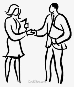 Business People Shaking Hands Royalty Free Vector Clip - Talking To Others Drawing