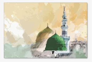 Inspired By The Prophet's Masjid In Medina Printed - Masjid Nabawi Painting