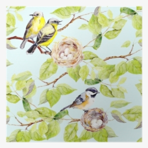 Birds, Nest On Branch - Saint-priest Canvas Print