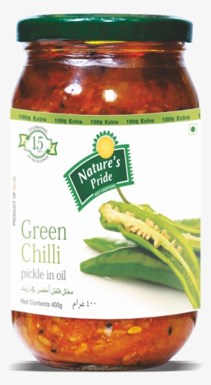 Nature's Pride Green Chilli Pickle Label - Achaar