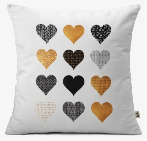 Dailyobjects Gold Hearts 18" Cushion Cover Buy Online