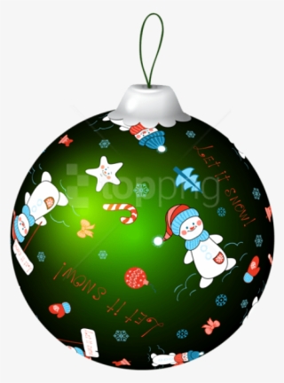 Green Christmas Ball With Snowman Png Clip Art Image - Green Christmas Balls Png
