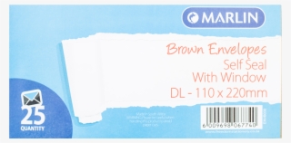 Marlin Envelopes Dl Brown With Window 25's Self Seal