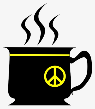 Black Cup With Yellow Peace Sign Fav Wall Paper Background