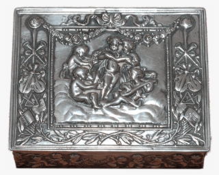 Antique Handmade Sterling Silver Trinket Box With Cherub