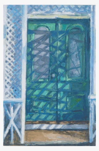 Lattice Shadow On Green Door