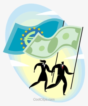 People Running With Currency Flags Royalty Free Vector