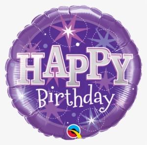 18″ Birthday Purple Sparkle Balloon - Birthday Purple Sparkle Foil Balloon