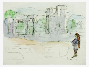 Ancient Ruins Watercolor Study Painting Chairish - Watercolor Painting