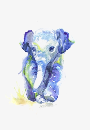 Watercolor Painting Drawing Infant Sketch - Elephant Watercolor
