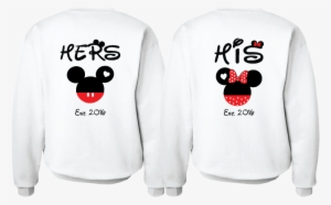 Cute His Hers Big Ears Mickey Minnie Mouse Head Polka - His And Her Tops