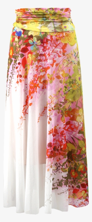 Pull-on Floral Print Maxi Skirt - Skirt