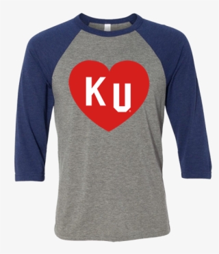 Ku Heart Canvas 3/4 Sleeve Baseball Triblend Tee