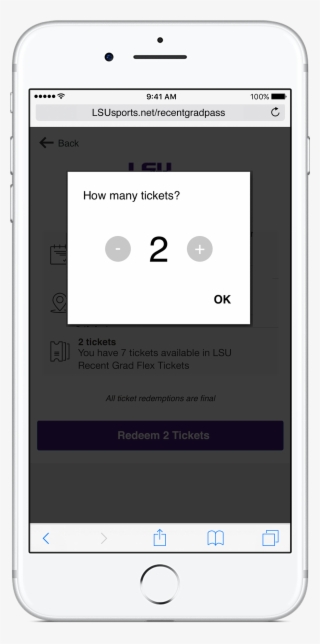 adjust the amount of tickets you want to redeem using