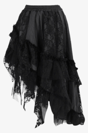 Gothic Slanted Ruffle Skirt - Skirt