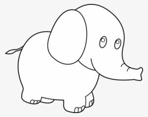 Cute Elephant Clipart Black And White - Baby Elephant For Coloring