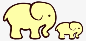 Yellow Elephant Mom Baby Clip Art At Clker Com Vector - Elephant Clip Art Black And White