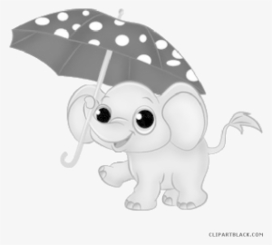 Baby Elephant Animal Free Black White Clipart Images - Cute Baby Elephant Cartoon