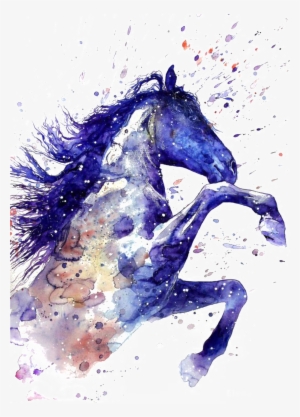 The Blue Painted Horse Pattern Material - Watercolor Horse