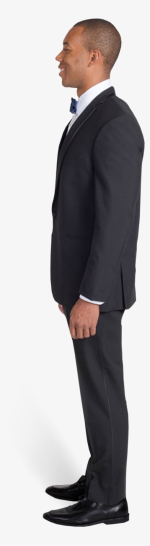 Black Framed Notch Lapel Tuxedo With Blue Bow Tie - Ironnail Perrin Skinny